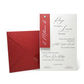 Partecipazione Matrimonio rettangolare con talloncino Rosso e occhiello  - Codice F1767